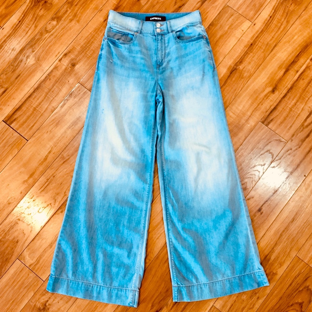 Express wide leg flare denim cotton jeans pants